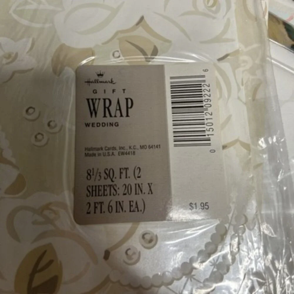 Vintage Hallmark & Added Plus ‘93 Gift Wrap Wedding Floral Pearly Shower 6 Packs
